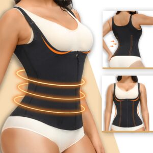 YADIFEN Waist Trainer for Women,Zipper Corset Body Shaper for Tummy Control Neoprene Cincher Sweat Sauna Vest Tank Top