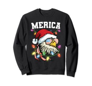 merica christmas usa flag patriotic veteran santa bald eagle sweatshirt