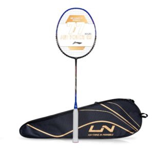 li-ning air force 77 g2 carbon fibre strung badminton racket with free full cover(black/blue,set of 1)