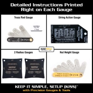 MusicNomad Precision 6 pc. Guitar Setup Gauge Tool Set - Plus 24 pg. Instructional Booklet and Storage Case (MN604)