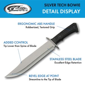 SZCO Supplies 15" Outdoor Survival Silver Tech Bowie Blade Knife, 211515-SL