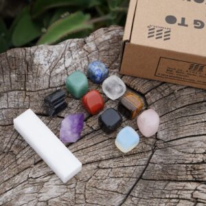 11 PCS MIMOSA Chakra Stones Healing Crystals Stone, Amethyst Elestial, Black Tourmaline&Selenite