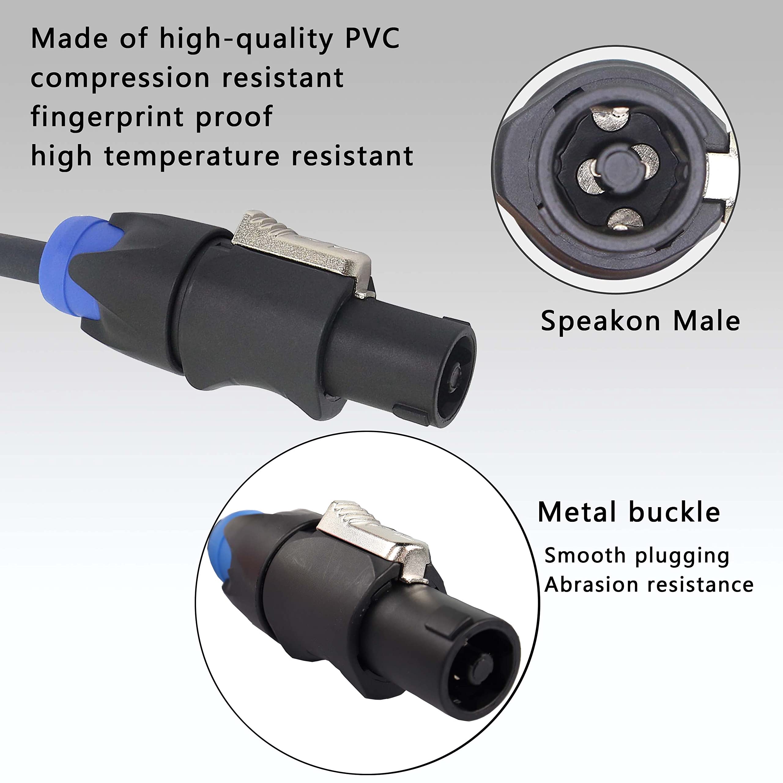 XMSJSIY Speakon to 1/4" Mono Speaker Cable, 6.35mm TS Plug to Speakon Male Speaker Wire 14 Gauge Audio Amplifier Connection Cord for DJ/PA Speaker Cord with Twist Lock -2M (Speakon Male to TS)