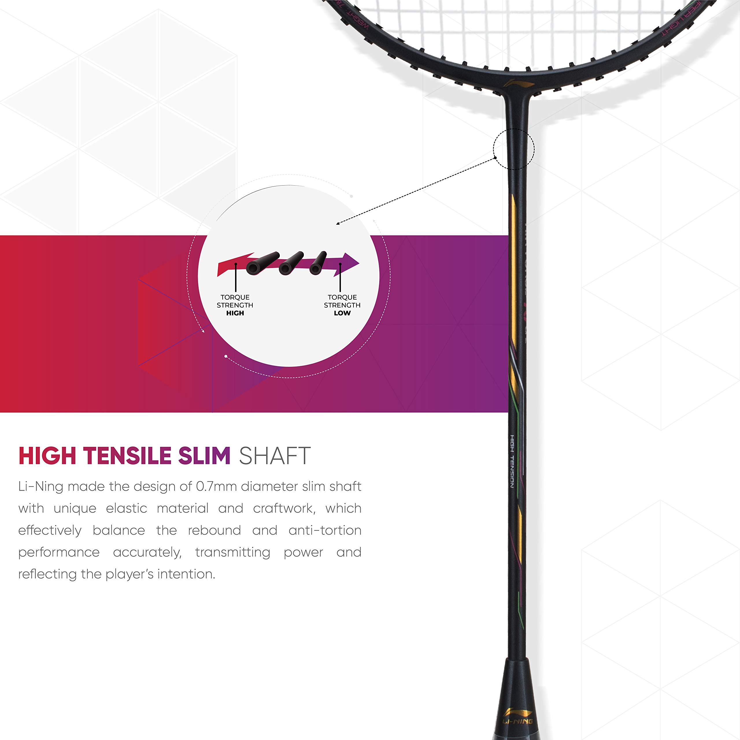 Li-Ning Air Force 78 G2 Carbon Fiber Strung Badminton Racket with Full Cover (Charcoal/Gold )