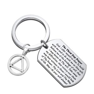 AA Recovery Keychain Sobriety Gifts AA Sponsor Gifts Third Step Prayer Keychain New Beginnings Gift (The third step prayer)