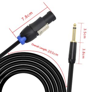 XMSJSIY Speakon to 1/4" Mono Speaker Cable, 6.35mm TS Plug to Speakon Male Speaker Wire 14 Gauge Audio Amplifier Connection Cord for DJ/PA Speaker Cord with Twist Lock -2M (Speakon Male to TS)