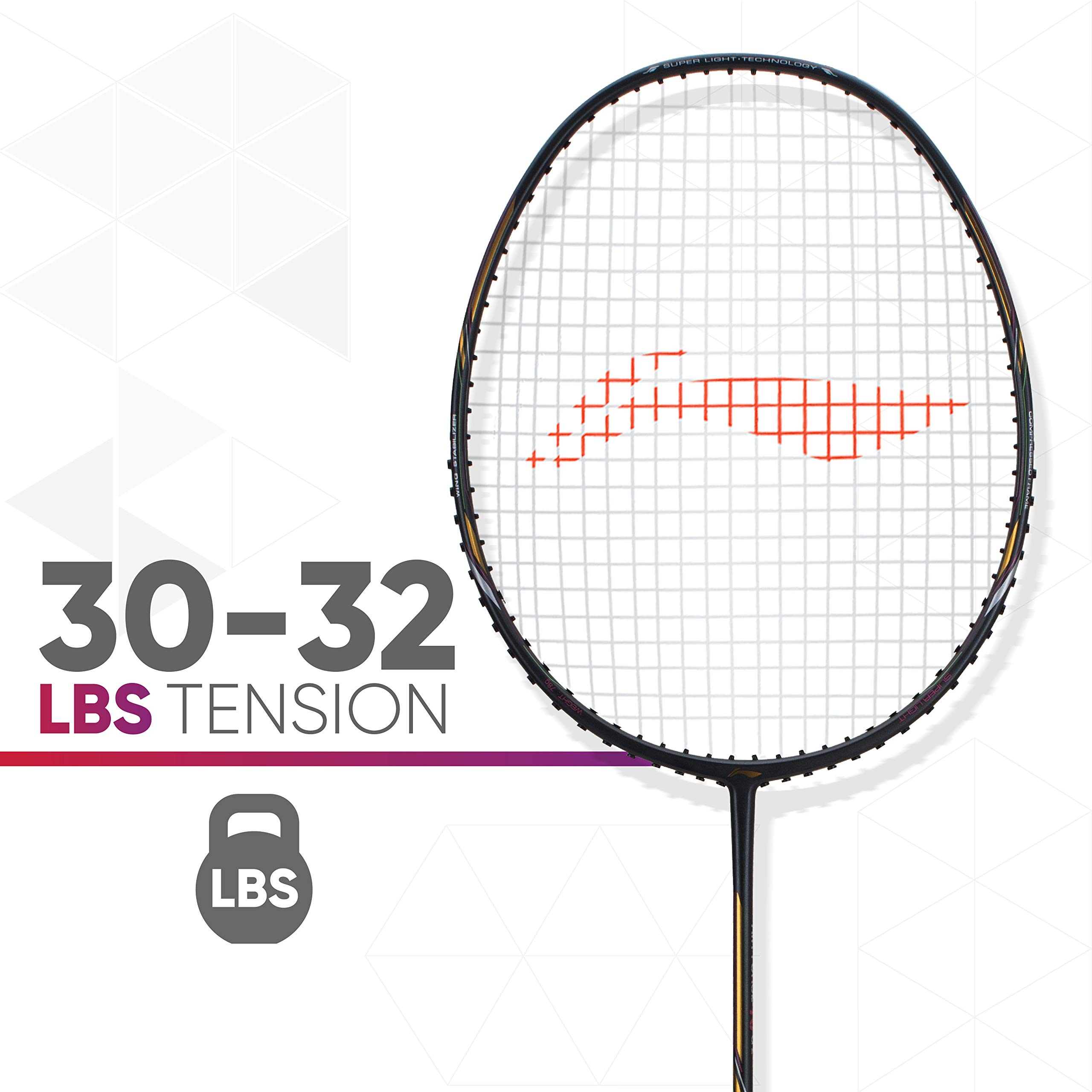 Li-Ning Air Force 78 G2 Carbon Fiber Strung Badminton Racket with Full Cover (Charcoal/Gold )