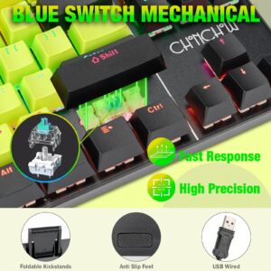 CHONCHOW Mechanical Gaming Keyboard 75% Tenkeyless Blue Swtiches, Compact 87 Keys Rainbow LED Backlit Keyboard Compatible with Window PC Laptop