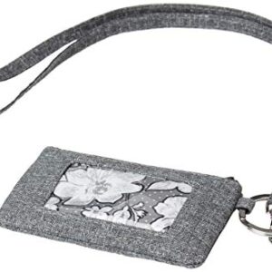 Vera Bradley Women's Recycled Lighten Up Reactive Zip ID Case and Lanyard Combo, Gray Heather, One Size