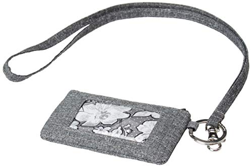 Vera Bradley Women's Recycled Lighten Up Reactive Zip ID Case and Lanyard Combo, Gray Heather, One Size