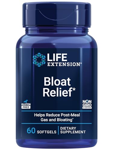 Life Extension Bloat Relief Helps Relieve Occasional Gas & Bloating After Meals, Post-Meal Comfort Support Turmeric, Artichoke & Ginger Extract, Fennel Seed Oil – Gluten-Free, Non-GMO - 60 Softgels