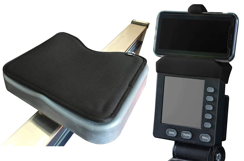 The Ultimate Rowing Machine Combo: Rowing Machine Cushion and Phone Holder Compatible with PM5 Monitor from Concept 2