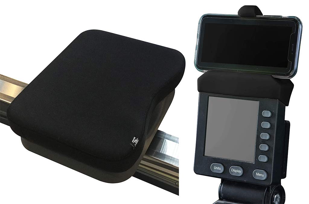 The Comfort Rowing Machine Combo: Rowing Machine Cushion and Phone Holder Compatible with PM5 Monitor from Concept 2