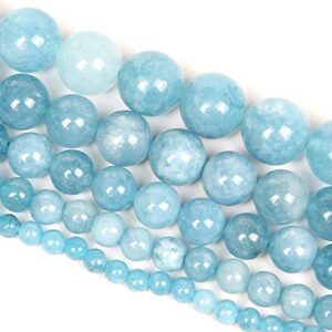 45pcs 8mm Blue Chalcedony Jades Natural Stone Beads for Jewelry Making，Energy Stone Healing Power，Enjoy DIY Fun