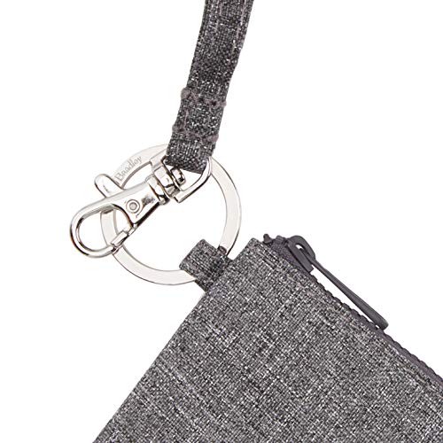 Vera Bradley Women's Recycled Lighten Up Reactive Zip ID Case and Lanyard Combo, Gray Heather, One Size