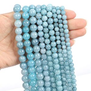 45pcs 8mm Blue Chalcedony Jades Natural Stone Beads for Jewelry Making，Energy Stone Healing Power，Enjoy DIY Fun