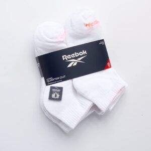 Reebok Women's Comfort Cushioned Athletic Quarter Cut Socks (6 Pack), Size Shoe Size 4-10, White