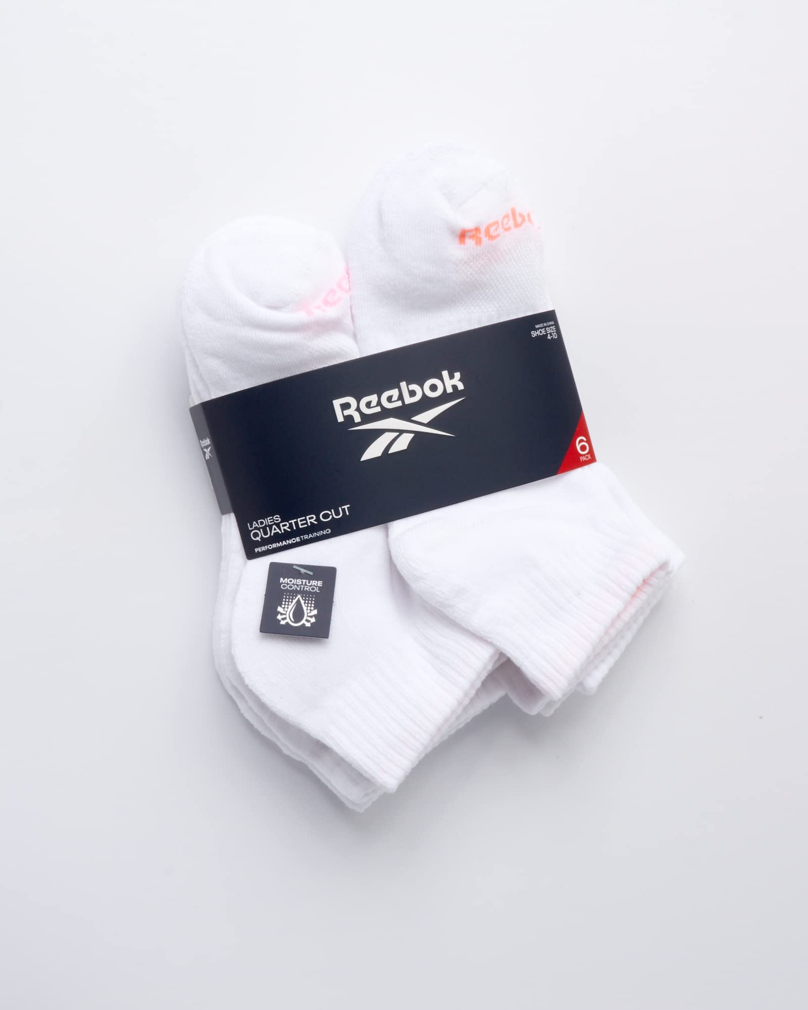 Reebok Women's Comfort Cushioned Athletic Quarter Cut Socks (6 Pack), Size Shoe Size 4-10, White