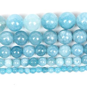 45pcs 8mm Blue Chalcedony Jades Natural Stone Beads for Jewelry Making，Energy Stone Healing Power，Enjoy DIY Fun