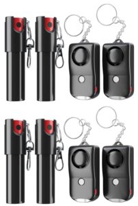 armadillo defense pepper spray and personal alarm key chain bundle (8 pack) for protection and self defense, safeguard for women and men, tear gas and panic button