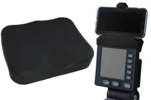 black phone holder and silicone seat cover combo designed for the concept 2 rowing machine and pm5 monitor