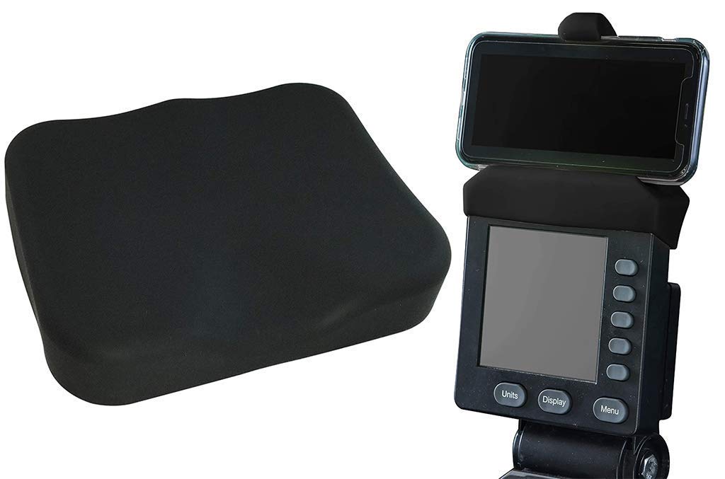 Black Phone Holder and Silicone Seat Cover Combo Designed for The Concept 2 Rowing Machine and PM5 Monitor