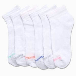 Reebok Women's Comfort Cushioned Athletic Quarter Cut Socks (6 Pack), Size Shoe Size 4-10, White