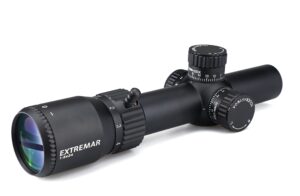 viiko extremar 1-5x24 rifle scope lpvo taitical mildot reticle wide fov flip lens cover