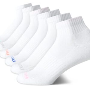 Reebok Women's Comfort Cushioned Athletic Quarter Cut Socks (6 Pack), Size Shoe Size 4-10, White