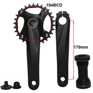 GANOPPER 30T MTB Crankset 1X Mountain Bike Crank Arm Set 170mm with 68mm 73mm BSA Bottom Bracket for MTB BMX Road Bicycle