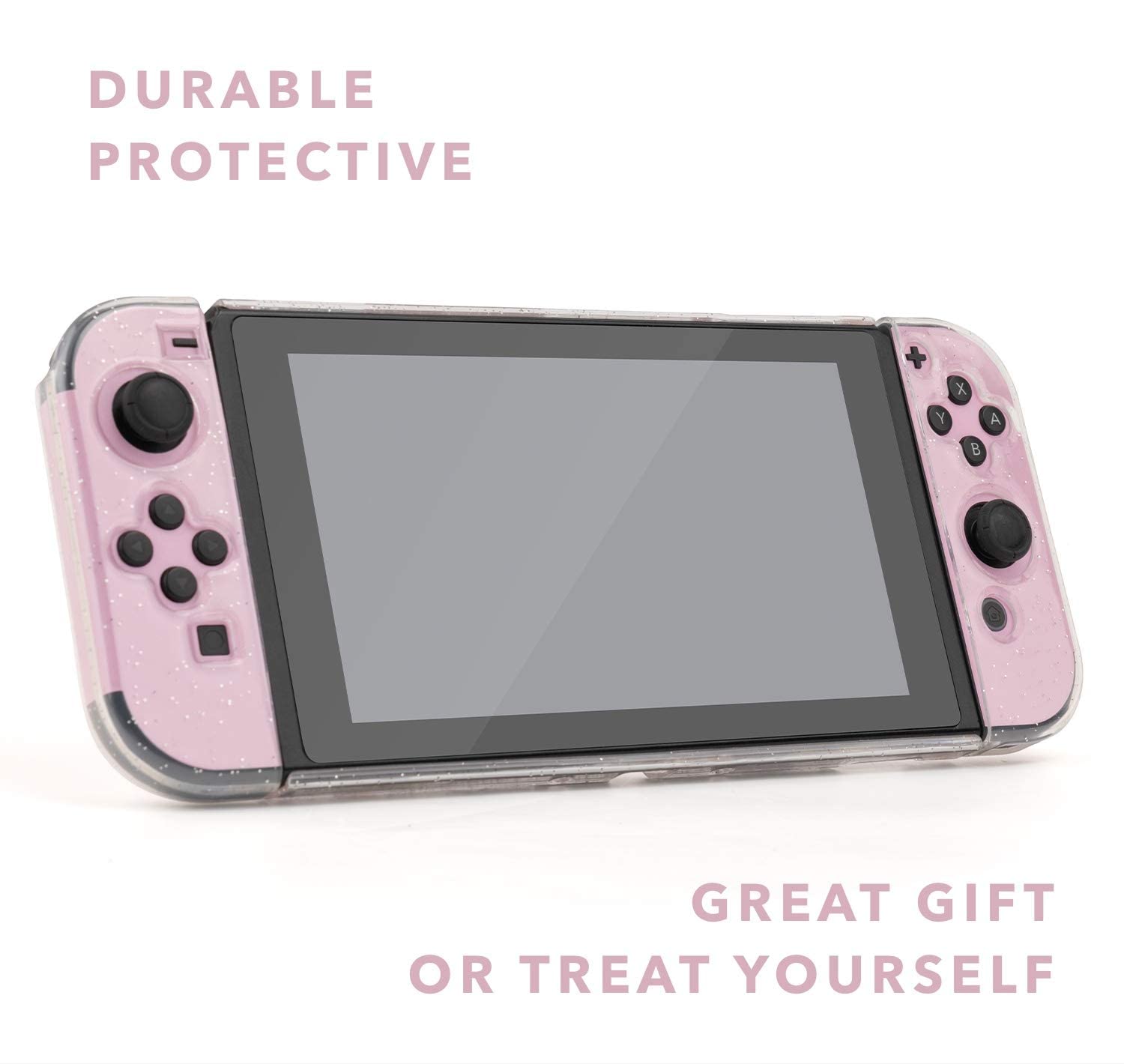 BelugaDesign Glitter Clear Switch Case | Shell Compatible with Nintendo Switch Standard | Dockable Crystal Protective Cover (White Clear)