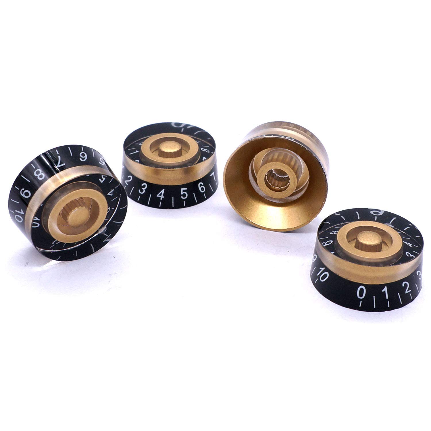 Taiss 4Pcs Guitar Knobs,Amber Top Hat Knobs Electric Guitar Bass Speed Control Knobs Volume Tone Control Knobs Fits 6mm/0.24" Rotary Shaft Musical Instruments and Radios Parts Replacement KNOB-S32