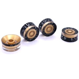 Taiss 4Pcs Guitar Knobs,Amber Top Hat Knobs Electric Guitar Bass Speed Control Knobs Volume Tone Control Knobs Fits 6mm/0.24" Rotary Shaft Musical Instruments and Radios Parts Replacement KNOB-S32