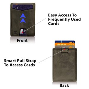 Bryker Hyde RFID Blocking Slim Minimalist ID Inside Front Pocket Wallet, Money Clip, 9 Slots, Leather (Dark Gray)