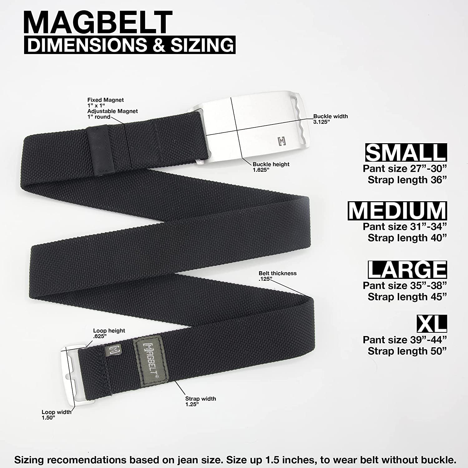 MagBelt 2 - Black Belt/Silver Buckle (Large)