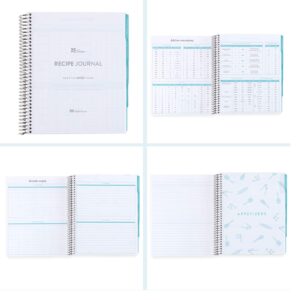 Erin Condren Spiral Coiled Recipe Prompted Notebook - Metallic Wet-Erase Interchangeable Designer Cover with 160 Pages, 80 Sheets of Heavy 80# Mohawk Paper