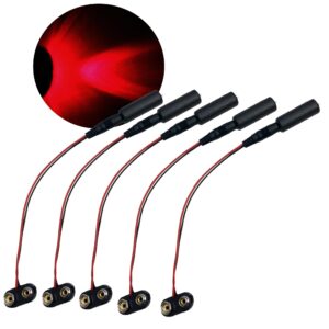 Prop and Scenery Lights 5 Pack Red LED 9 Volt Battery Operated Micro Effects Lights for Theatrical Props and Costumes