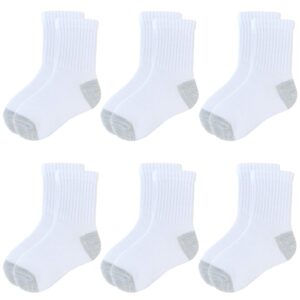 JAMEGIO Boys' Crew Socks 6 Pairs Cotton Athletic Socks for Toddlers Boys Girls(4-6 T)