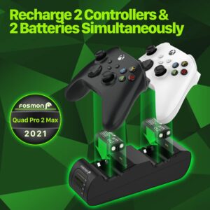 Fosmon Quad Pro 2 Max Controller Charging Station with 4X 5280mWh Rechargeable Battery Pack Compatible with Xbox Series X/S, Xbox One Controllers