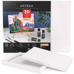 arteza acrylic paper foldable canvas pad, 8x11 inches, 20 sheets, diy frame