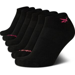 Reebok Women's Athletic Socks - Performance Cushioned Low Cut Socks (6 Pack), Size 4-10, Black Logo