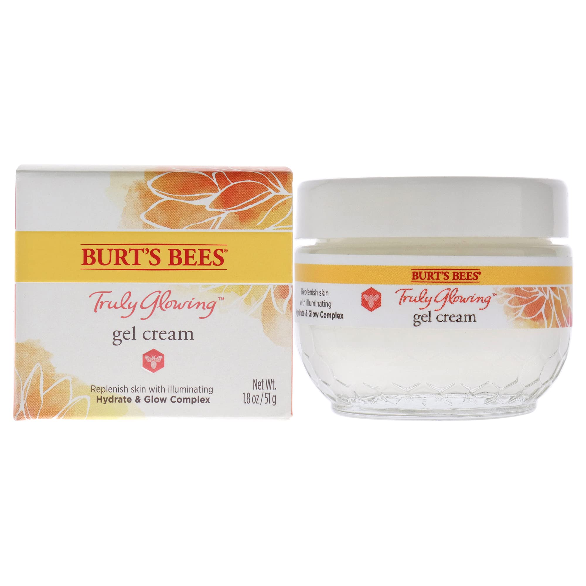 Burt's Bees Truly Glowing Replenishing Gel Cream, Moisturizer with Hydrate and Glow Complex for Normal and Combination Skin, 1.8 Fluid Ounces