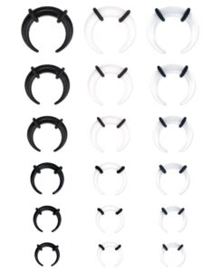 jstyle 18pcs 14g-4g acrylic pincher tapers septum ring c shape buffalo stretcher expander with black o-rings for stretching pierced nose ear cartilage