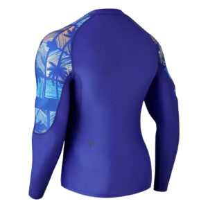 HUGE SPORTS Men's Rash Guard Long Sleeves UPF 50+ UV Sun Protection Quick Drying Splice Compression Swim Shirts(Tropical Style,L)