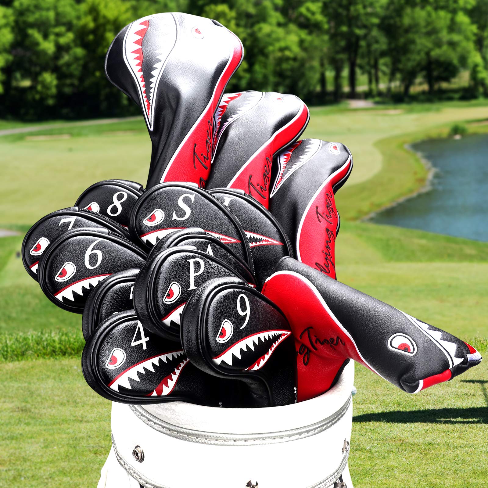 Craftsman Golf Shark Black and Red Fairway Wood Headcover Cover Protector (Wood Cover)