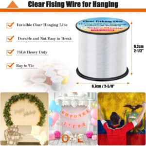 Strong Fishing Line Clear, Acejoz Thick Fishing Wire 0.8mm Invisible Hanging Wire Heavy Duty Monofilament Line 70 Lb Test for Hanging Decoration Balloon Garland Crafts