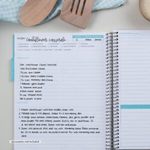 Erin Condren Spiral Coiled Recipe Prompted Notebook - Metallic Wet-Erase Interchangeable Designer Cover with 160 Pages, 80 Sheets of Heavy 80# Mohawk Paper