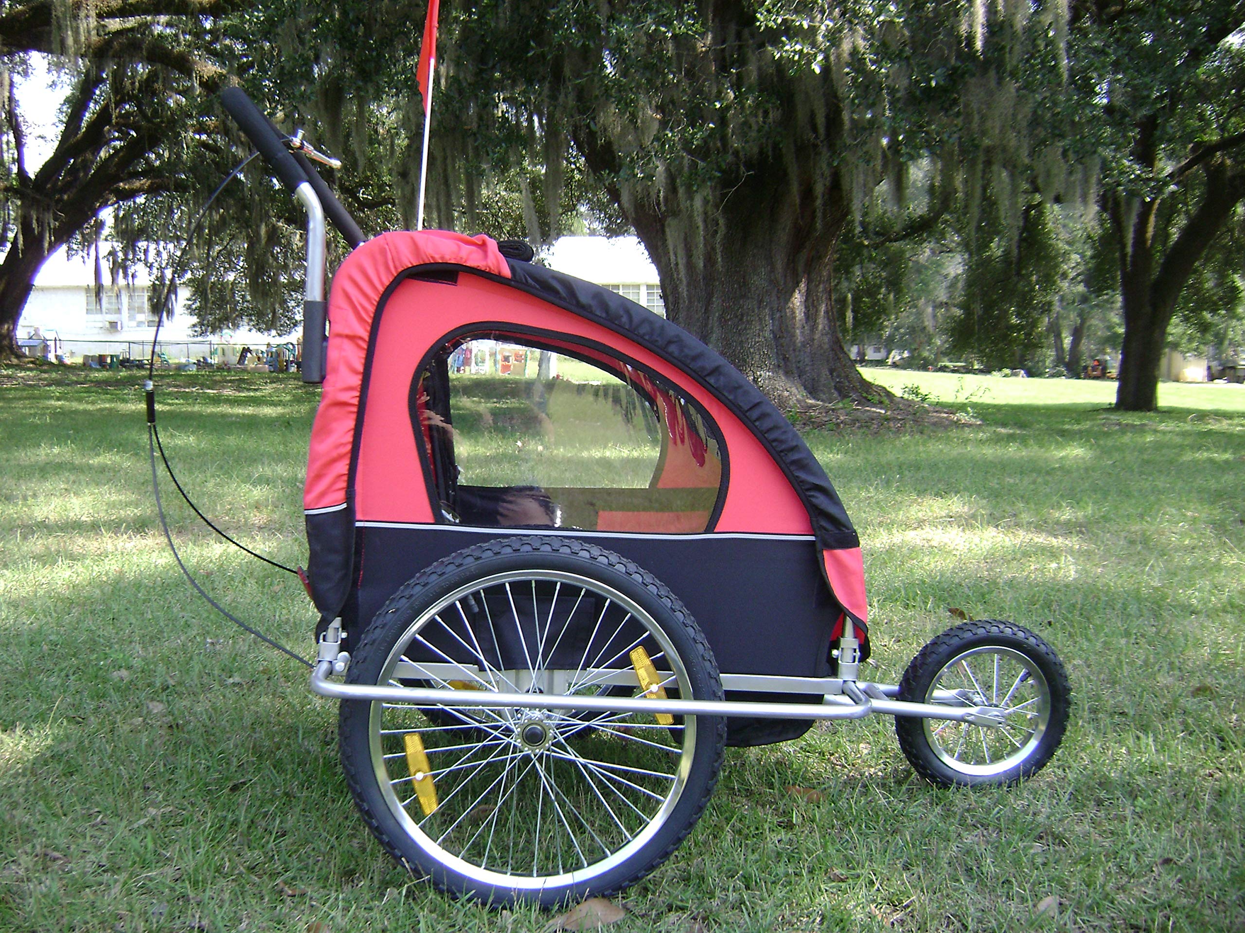 i10Direct Red and Black 2 in 1 Child Baby Bike Bicycle Trailer and Stroller