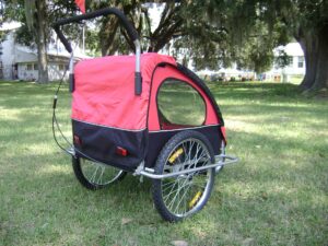 i10direct red and black 2 in 1 child baby bike bicycle trailer and stroller