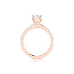 VVS Certified Solitaire Ring with 0.15 Ct Round Natural & 0.39 Ct Center Round Moissanite Diamond in 18k White/Yellow/Rose Gold Engagement Ring for Women | Ceremony Ring for Her (IJ-SI, G-VS2)